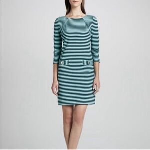 Lilly Pulitzer Charlene Tropez Blue Striped Shift 3/4 Sleeve Dress M